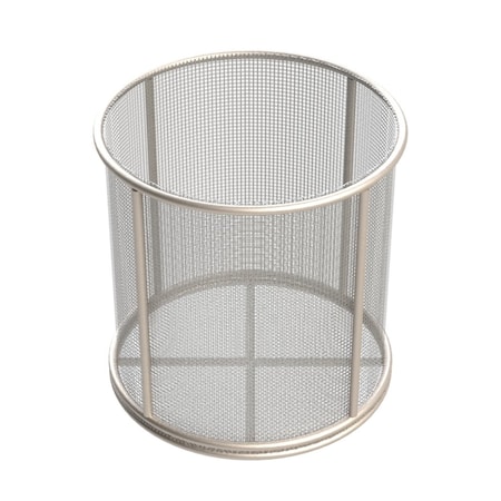Anysizebasket Round Wire Mesh Basket: 6Dia. x 6H, 304 SS, 3/16 Rod Frame, No Handles, Mesh: 8 x .047 TMT-060RND060-N08S